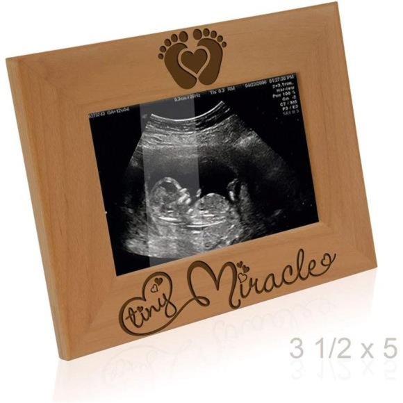 Tiny Miracle Engraved Natural Wood Picture Frame, Baby Announcement Photo Frame - Picture 2 of 7